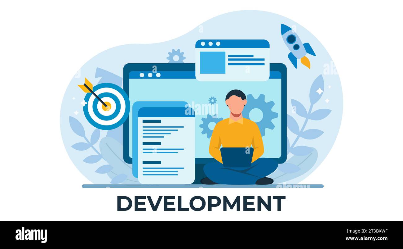 Concept de développement personnel et de travail en cours Illustration de Vecteur