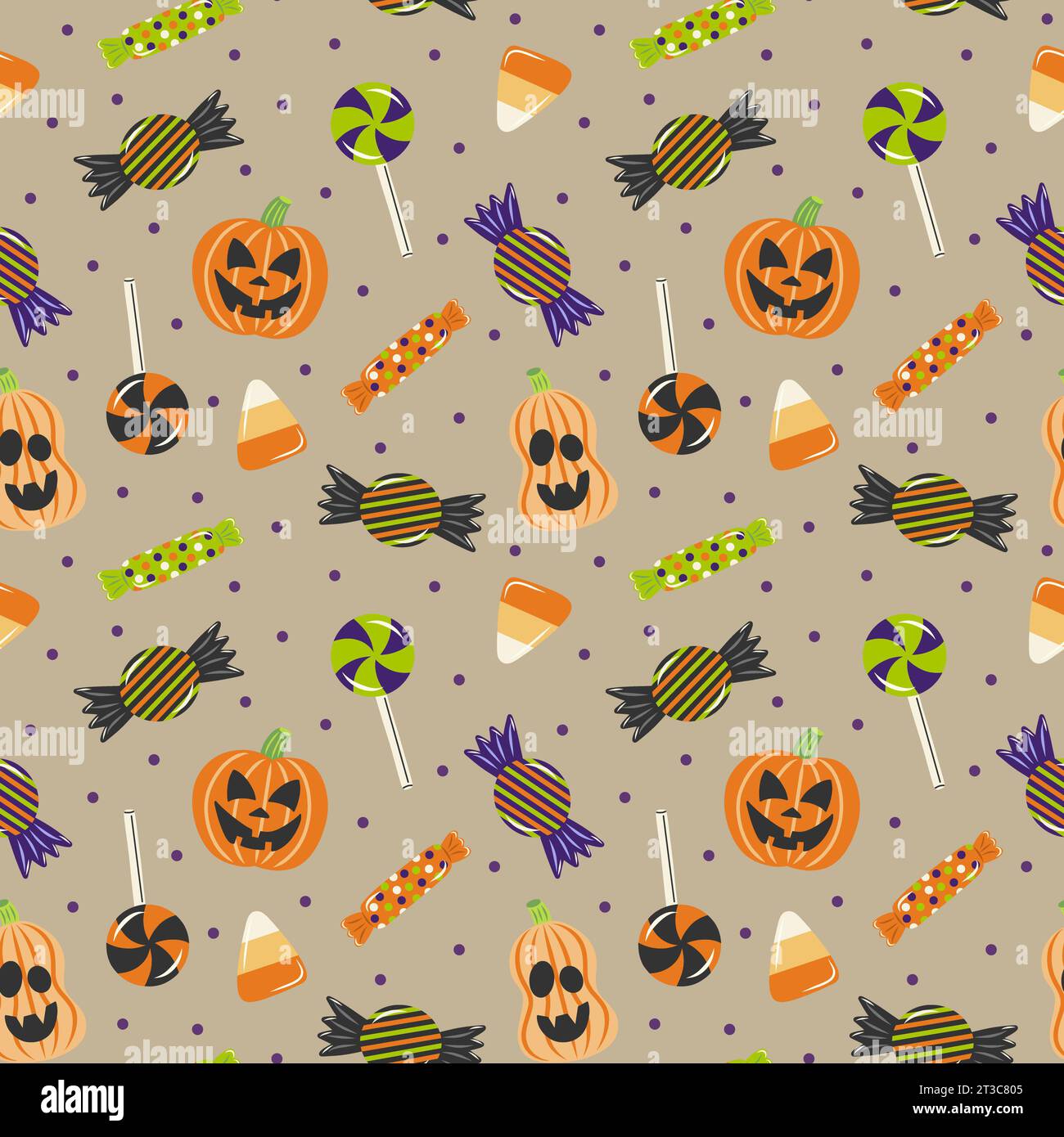 Halloween Trick ou Treat Canddies Seamless Pattern Design Banque D'Images