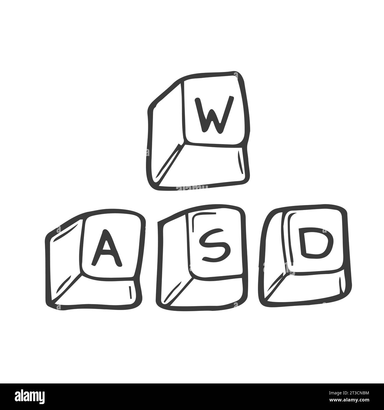 Touches de clavier WASD utilisées dans les jeux vidéo PC. Concept de jeu Illustration de Vecteur