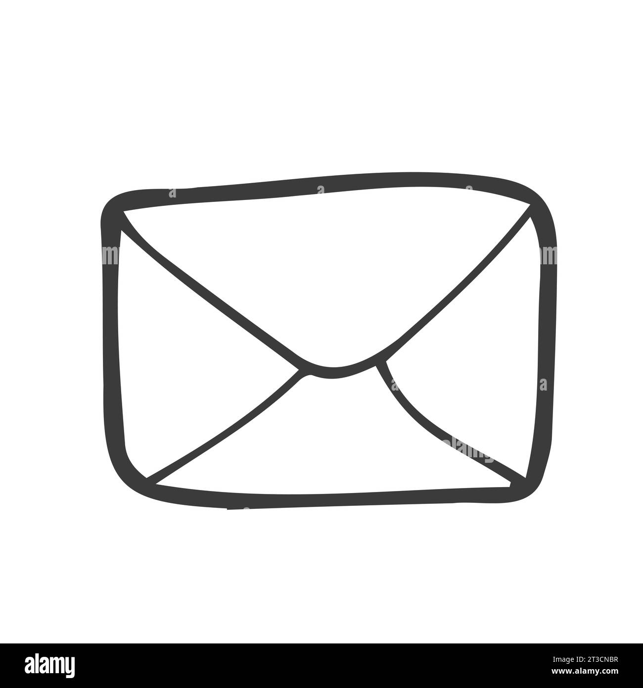 Illustration vectorielle. Crosse dessinée à la main d'une enveloppe fermée. Message entrant non lu. Croquis de dessin animé. Décoration pour cartes de voeux, affiches Illustration de Vecteur