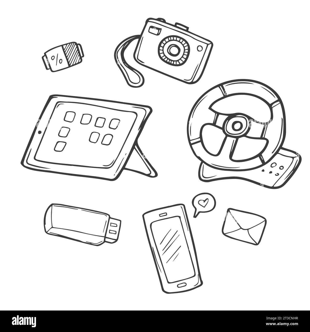 Griffons vectoriels dessinés à la main. Ensemble d'objets isolés et lettrage. Gadgets Illustration de Vecteur