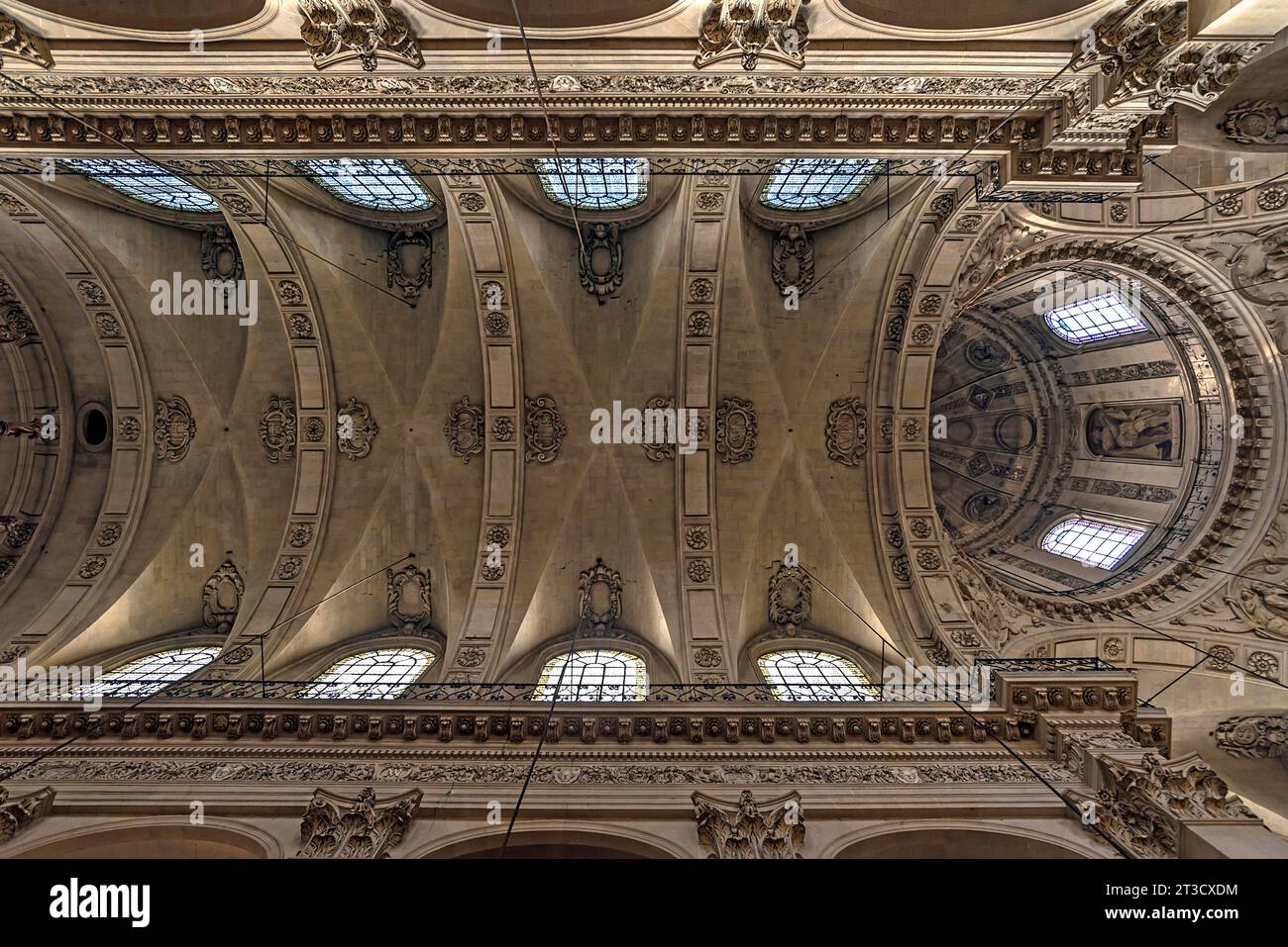 Voûte de l'église Saint Paul Saint Louis, construite de 1627 à 1641, rue St. Antoine, Paris, France Banque D'Images