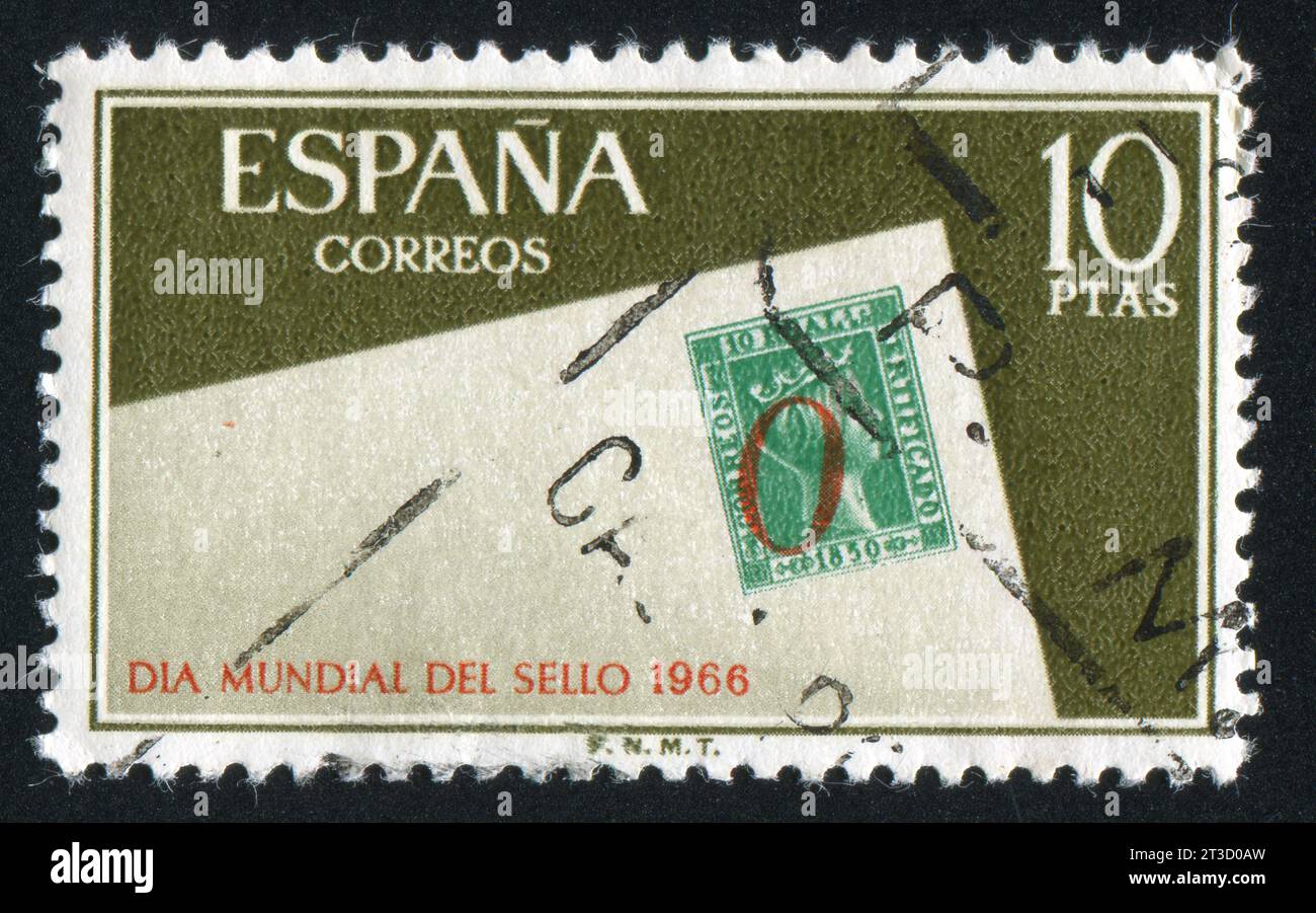 ESPAGNE - CIRCA 1966 : timbre imprimé par l'Espagne, montre le jour du timbre, circa 1966 Banque D'Images