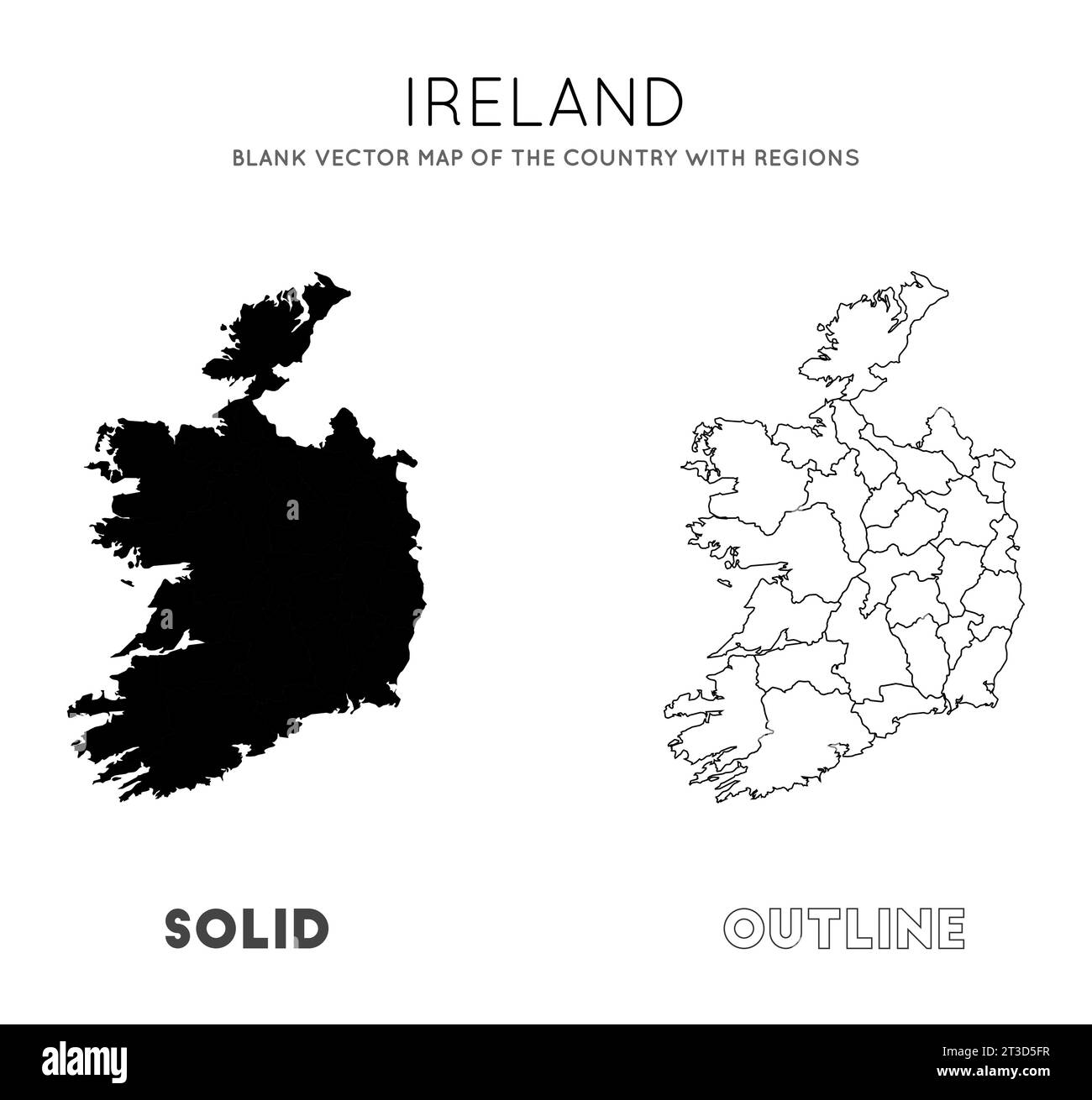 Carte de l'Irlande. Carte vectorielle vierge du pays avec les régions. Frontières de l'Irlande pour votre infographie. Illustration vectorielle. Illustration de Vecteur