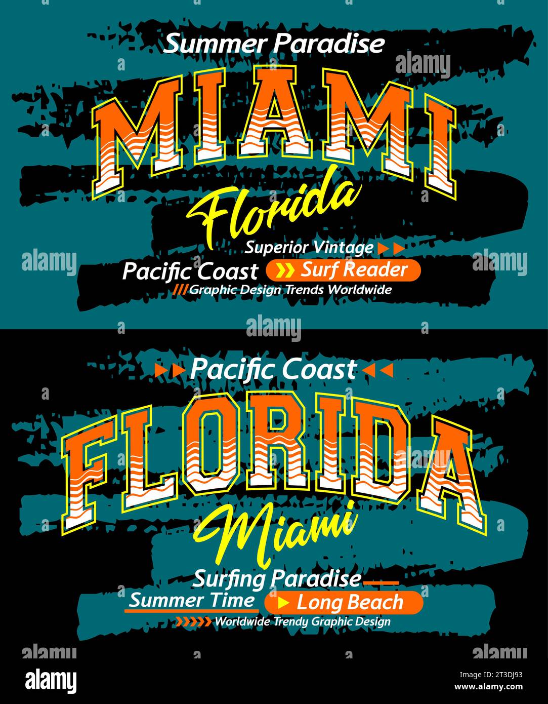 Floride Miami typeface grunge vintage College, typographie, pour t-shirt, affiches, étiquettes, etc Illustration de Vecteur