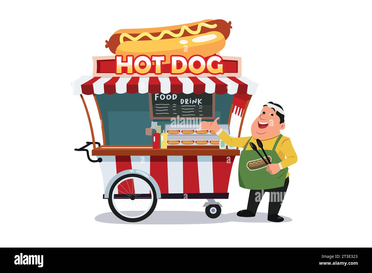 Illustration vectorielle du fournisseur de stands de nourriture Hotdogs Illustration de Vecteur