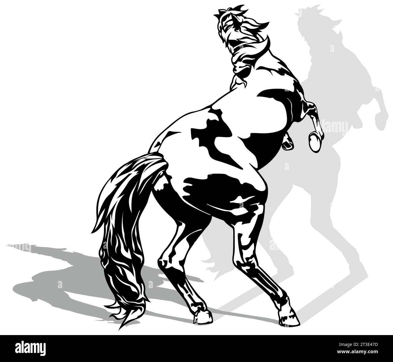 Dessin de Rising Horse sur une patte arrière Illustration de Vecteur