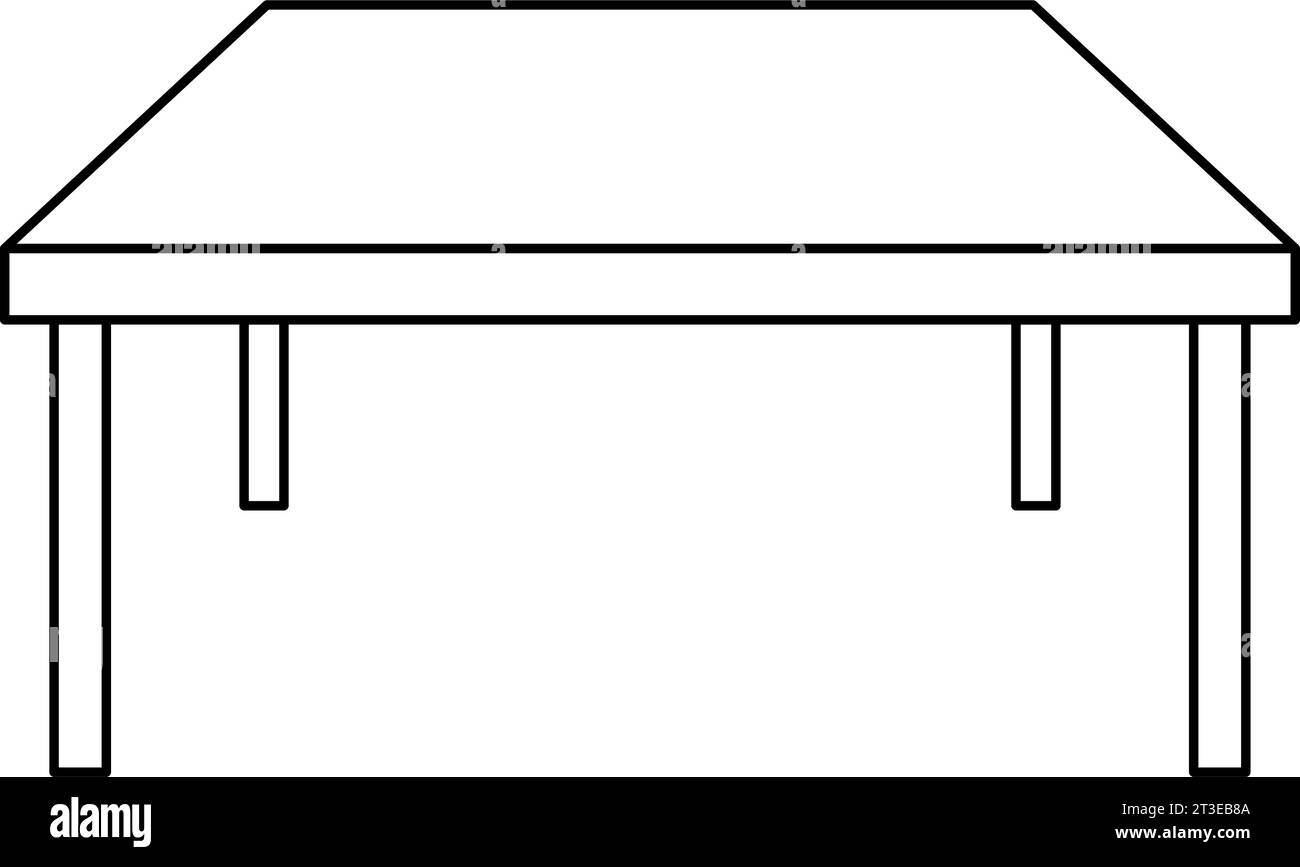 Table - modèle de bureau rectangulaire minimaliste, moderne et propre noir et blanc en perspective de vue de face pour la présentation et la publicité Illustration de Vecteur