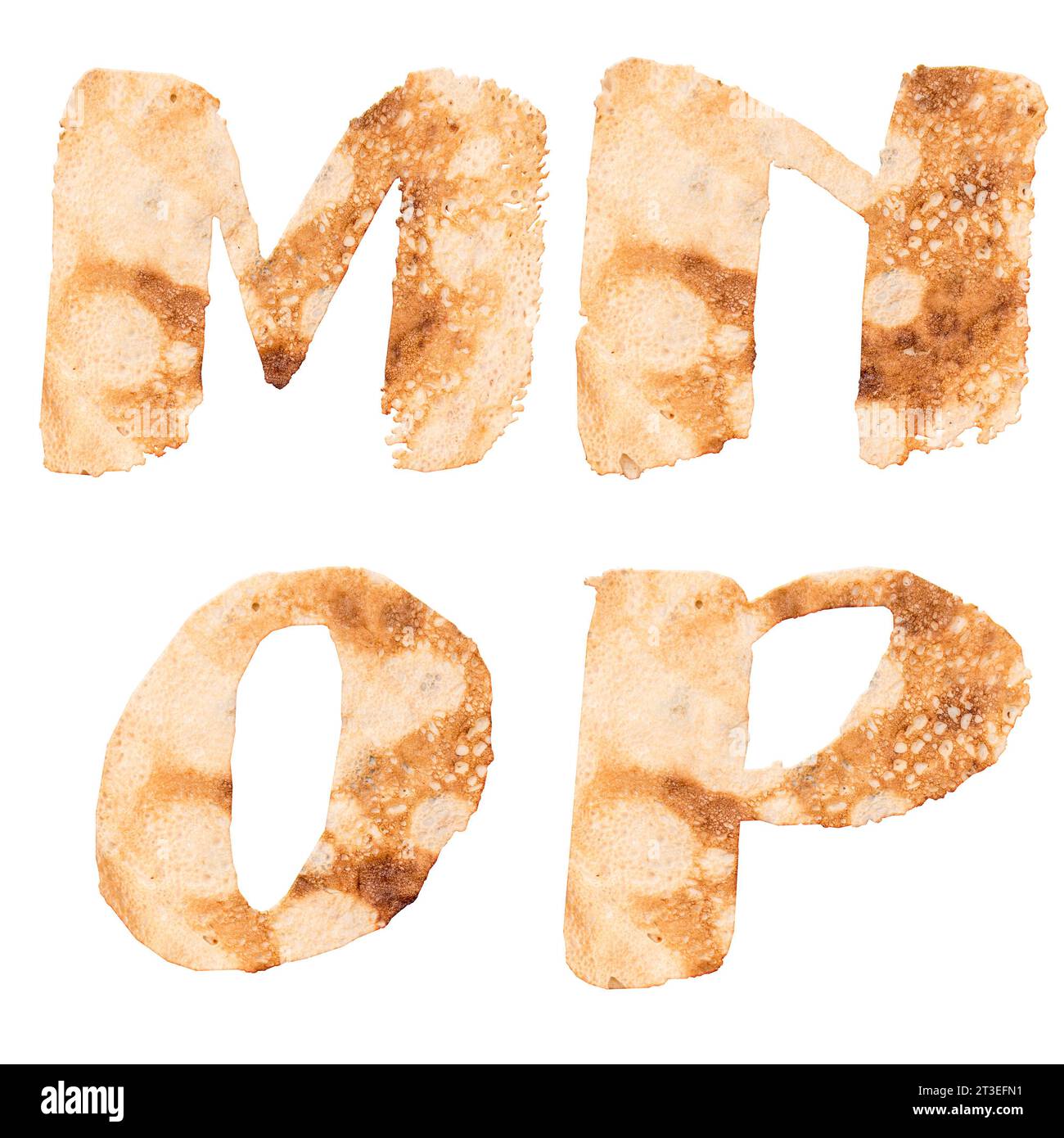 Illustration de l'alphabet majuscule de crêpe - lettres M-P. Banque D'Images