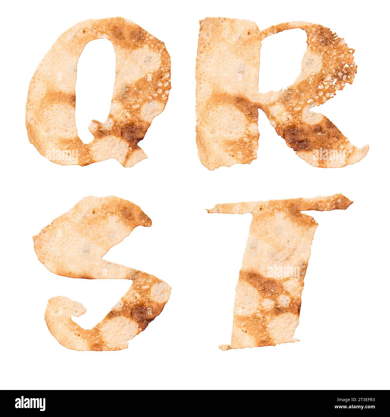 Illustration de l'alphabet majuscule de crêpe - lettres Q-T. Banque D'Images