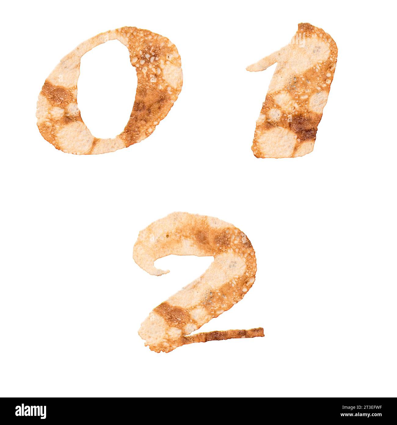 Illustration de l'alphabet majuscule de crêpe - chiffres 0-2 Banque D'Images