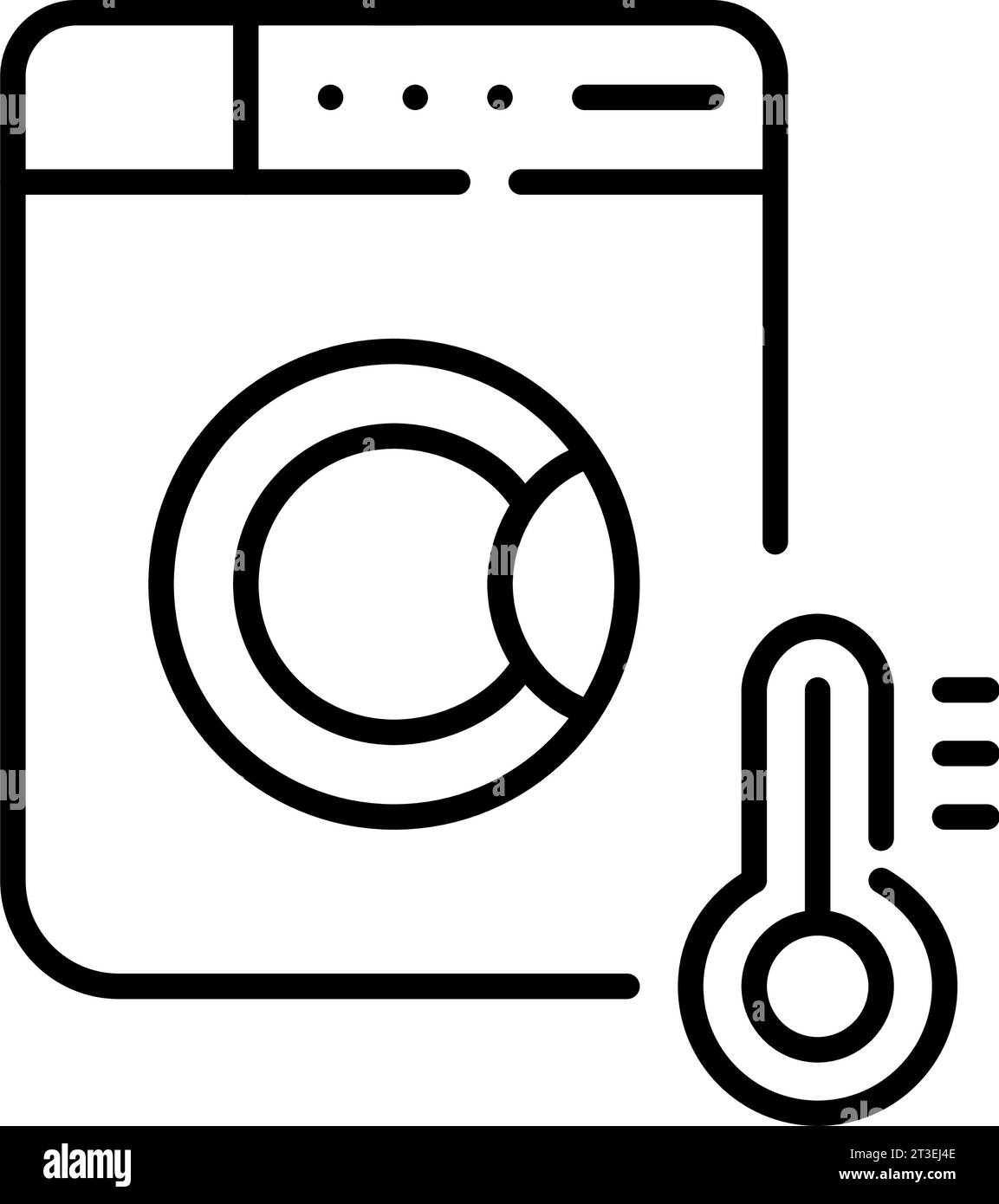 Lavage des vêtements à haute température. Machine à laver. Contour modifiable et parfait au pixel près Illustration de Vecteur