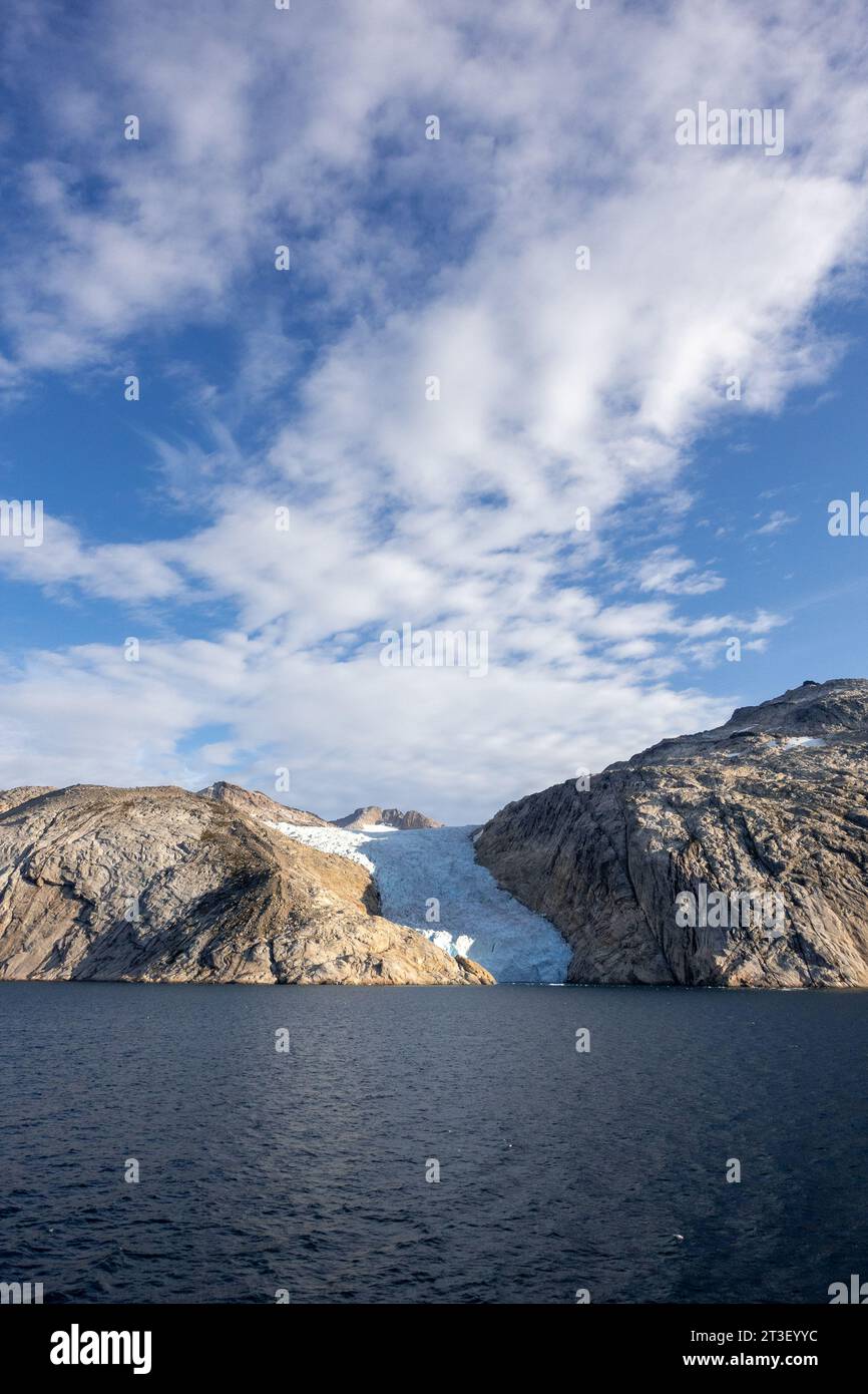 Prince Christian Sound (Prins Christian Sund), glacier au Groenland Un long système de fjords 100 km (60 miles) de long Banque D'Images