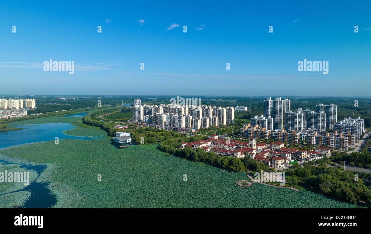 Paysage naturel des rivières, vidéo aérienne, Chine du Nord Banque D'Images