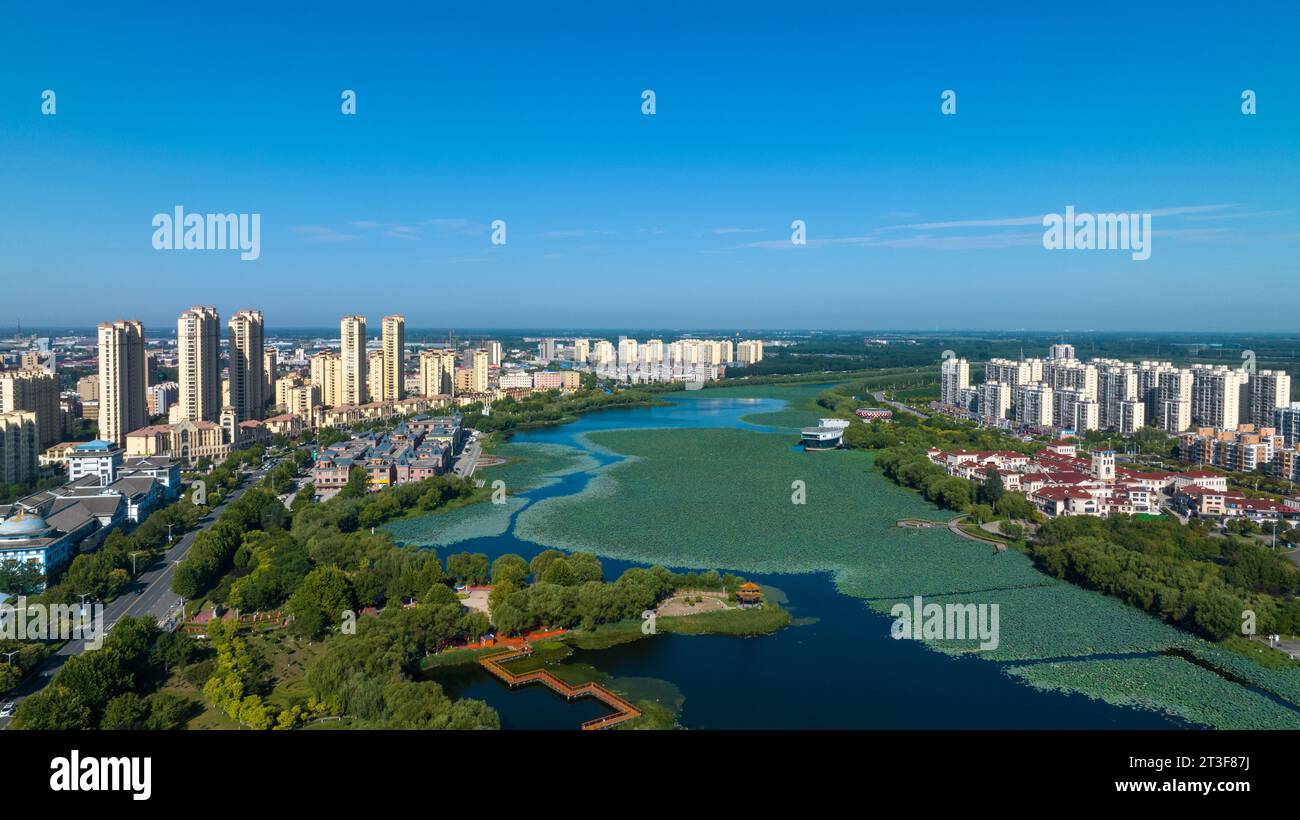 Paysage naturel des rivières, vidéo aérienne, Chine du Nord Banque D'Images