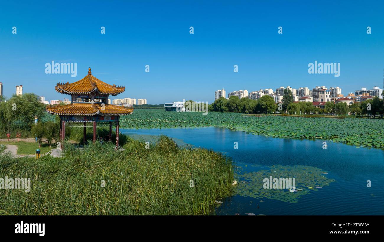 Paysage naturel des rivières, vidéo aérienne, Chine du Nord Banque D'Images