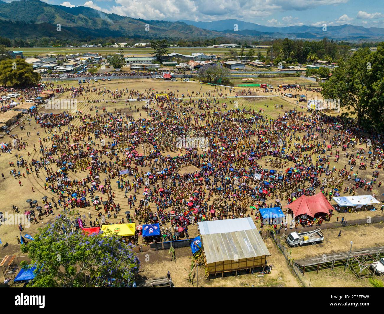 Papouasie-Nouvelle-Guinée, province des Highlands de l'est, Goroka, Goroka Show festival (vue aérienne) Banque D'Images