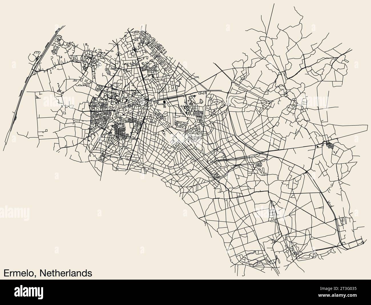 Carte des routes de rue de ERMELO, PAYS-BAS Illustration de Vecteur