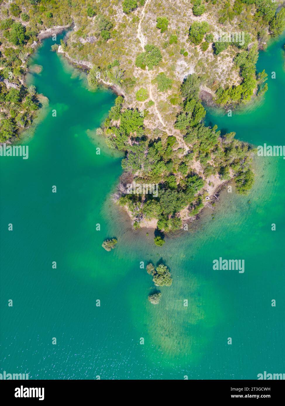 France, Var, pays de Fayence, lac de Saint Cassien (vue aérienne) Banque D'Images