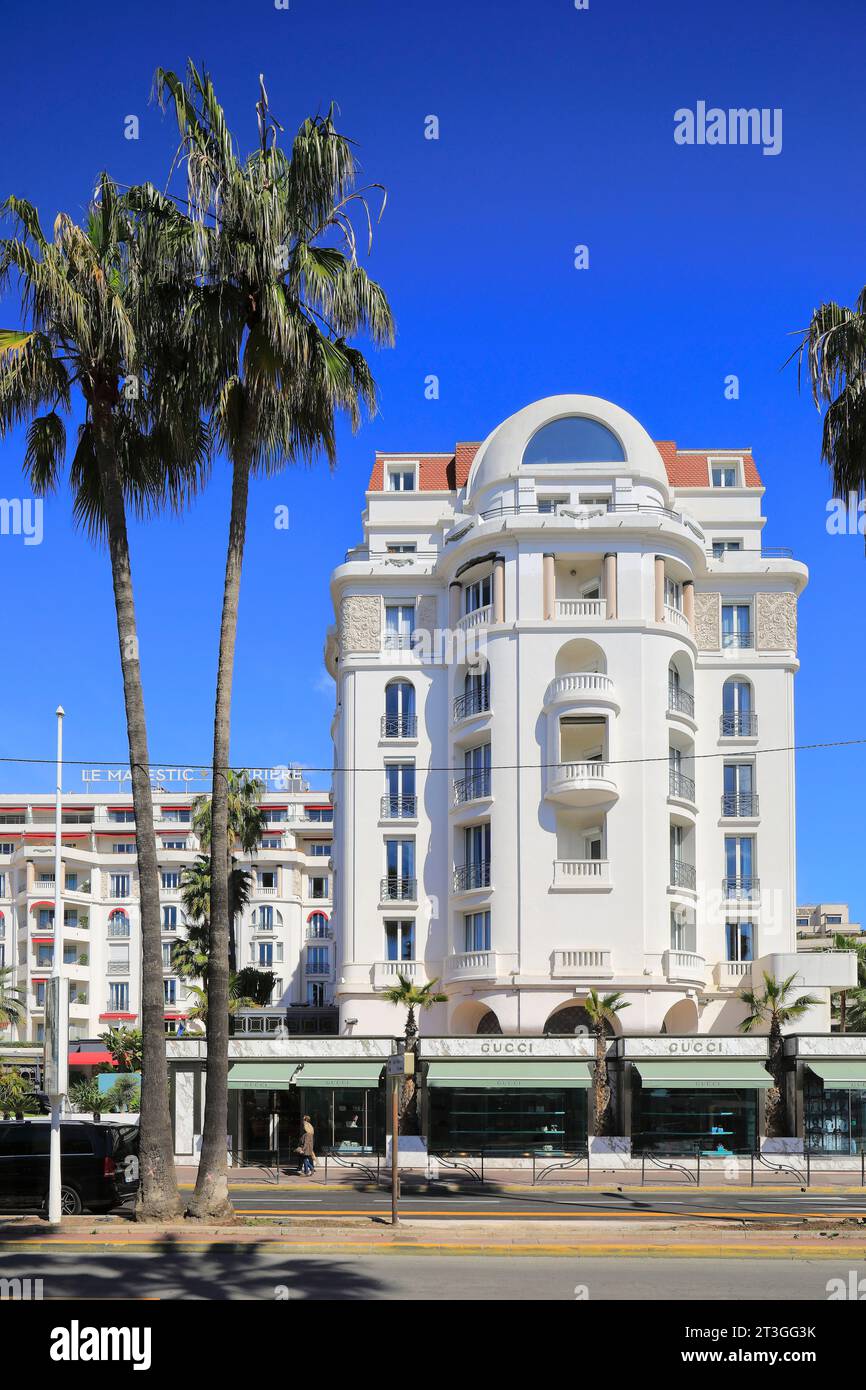 France, Alpes Maritimes, Cannes, Croisette, Hôtel Majestic Barrière de style Art Déco ouvert en 1923 Banque D'Images