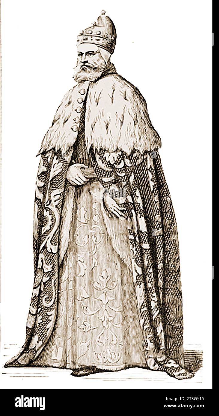 Marino Grimani (1532-1605  le doge (Dogi / Doges / Doxi / Dûxe ) de Venise en costume d'État (16e siècle). Il a argumenté avec la papauté résultant le pape Paul V plaçant la République de Venise sous interdiction papale sous le règne du successeur de Grimani, Leonardo Donato - Marino Grimani (1532-1605  le Doge (Dogi / Doges / Doxi / Dûxe ) de Venise en costume d'État (16e siècle). Il a argumenté avec la papauté, ce qui a conduit le pape Paul V à placer la République de Venise sous interdiction papale sous le règne du successeur de Grimani, Leonardo Donato - Banque D'Images