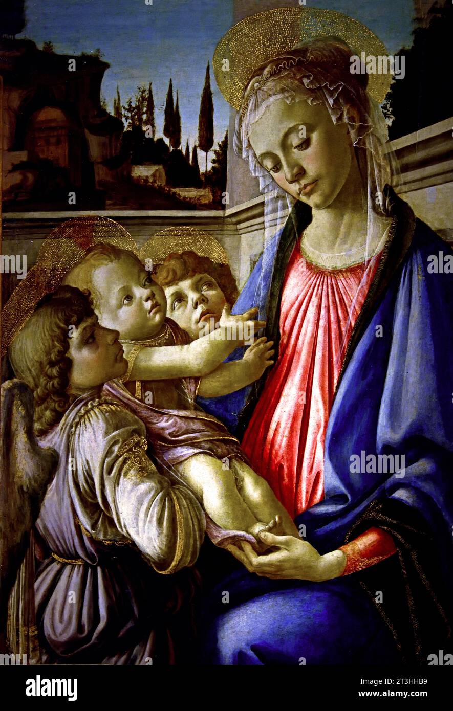 Madone et enfant et deux anges 1468 Sandro Botticelli (IT), Musée, Italie. Banque D'Images