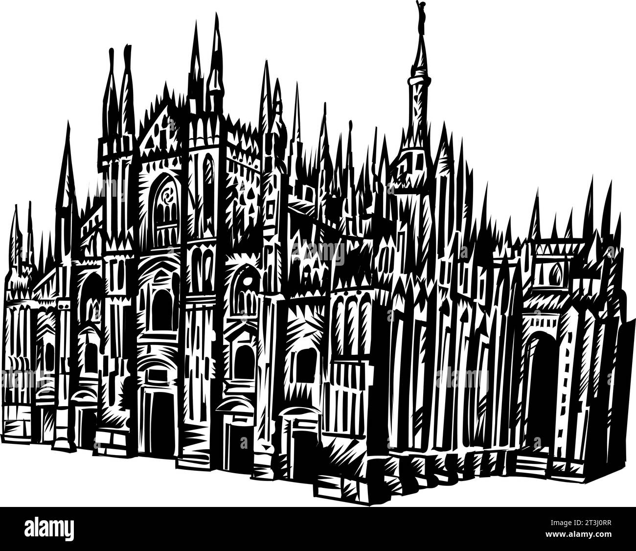 Cathédrale Duomo à Milan. Esquisse vectorielle Illustration de Vecteur