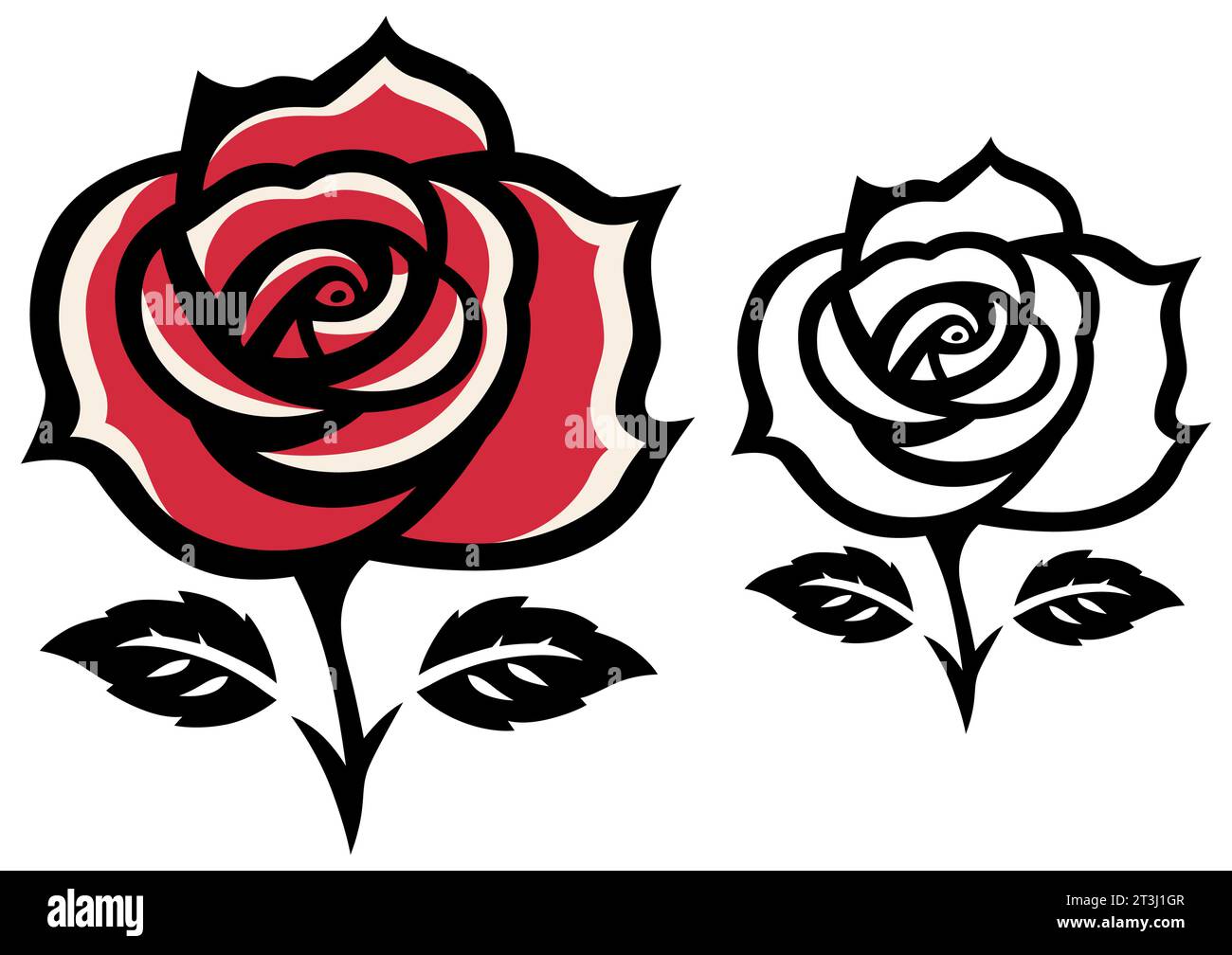 Rose stylisée dans des tons rouge vif et noir, présentant un mélange de courbes organiques et d'esthétique numérique. Illustration de Vecteur