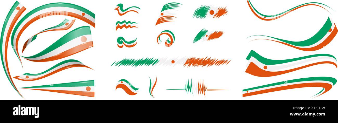Éléments de drapeau du Niger, illustration vectorielle sur fond blanc Illustration de Vecteur