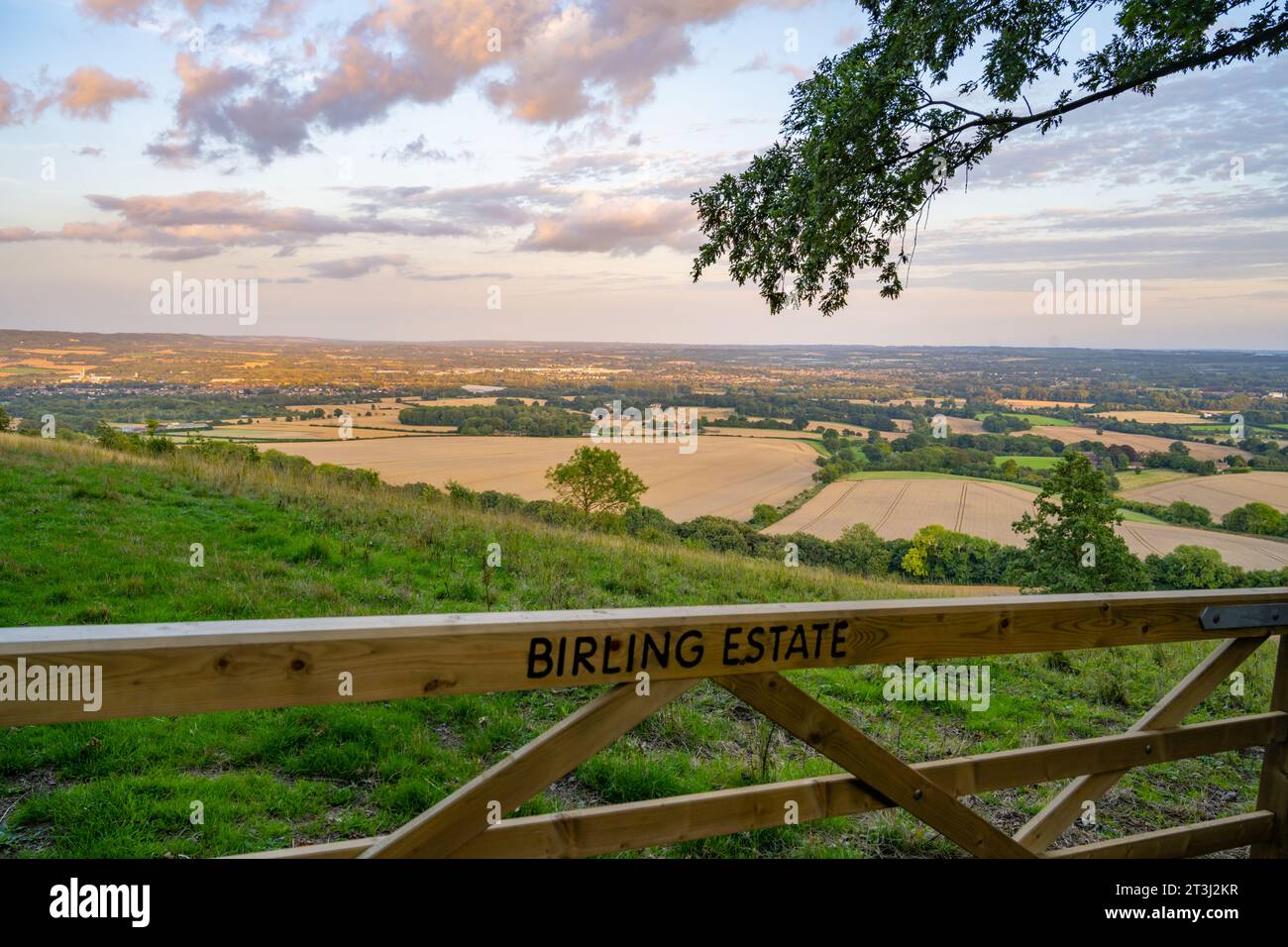 Le soir, en regardant vers Maidstone depuis les bas du nord près de Vigo Kent Banque D'Images