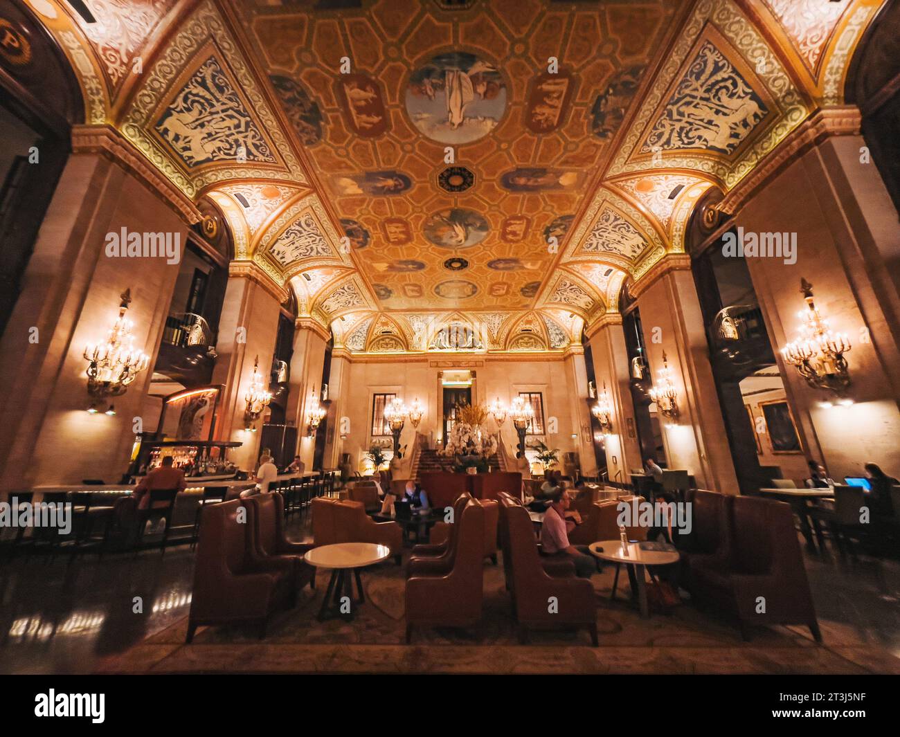 L'intérieur orné du Palmer House Hotel, Chicago. C'est le plus ancien hôtel exploité en continu en Amérique du Nord Banque D'Images
