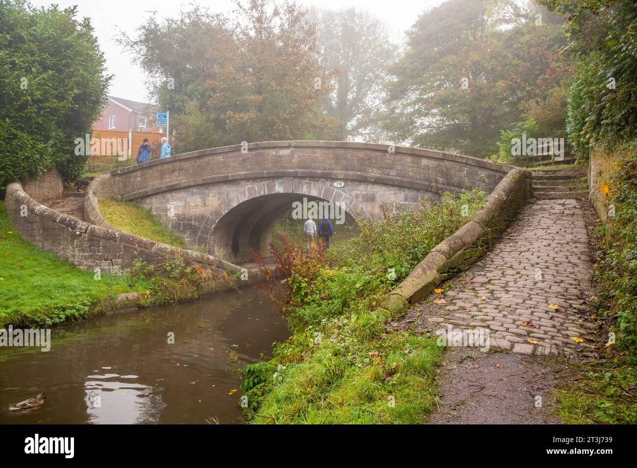 Pont de serpent en pierre sur le canal Macclesfield dans la campagne du Cheshire Banque D'Images