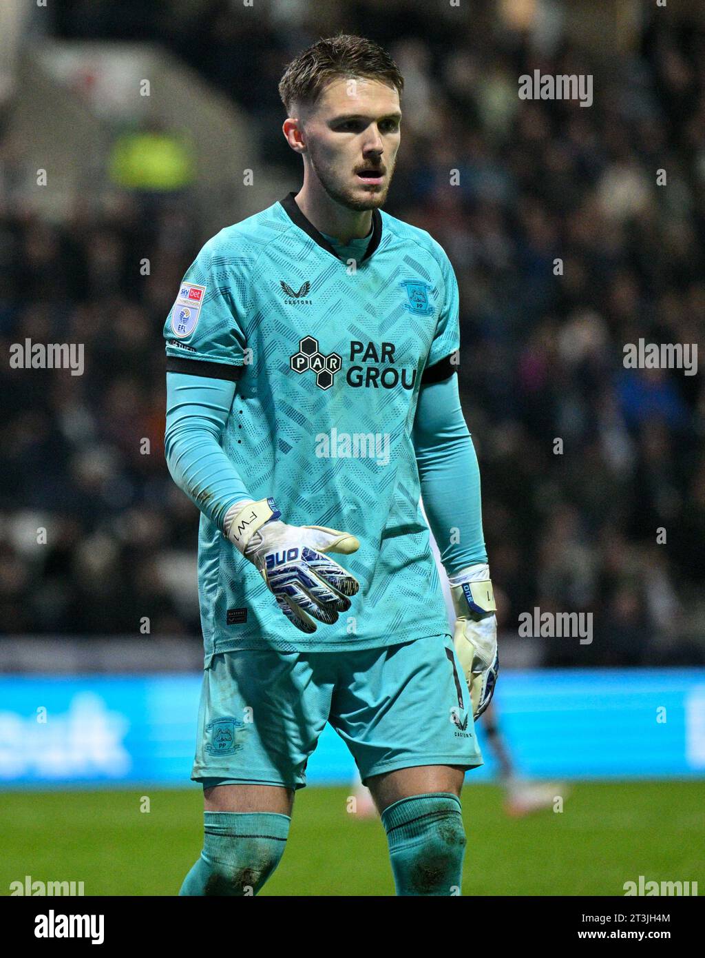 Freddie Woodman 1# du Preston North End football Club, lors du Sky Bet Championship Match Preston North End vs Southampton à Deepdale, Preston, Royaume-Uni, le 25 octobre 2023 (photo de Cody Froggatt/News Images) Banque D'Images