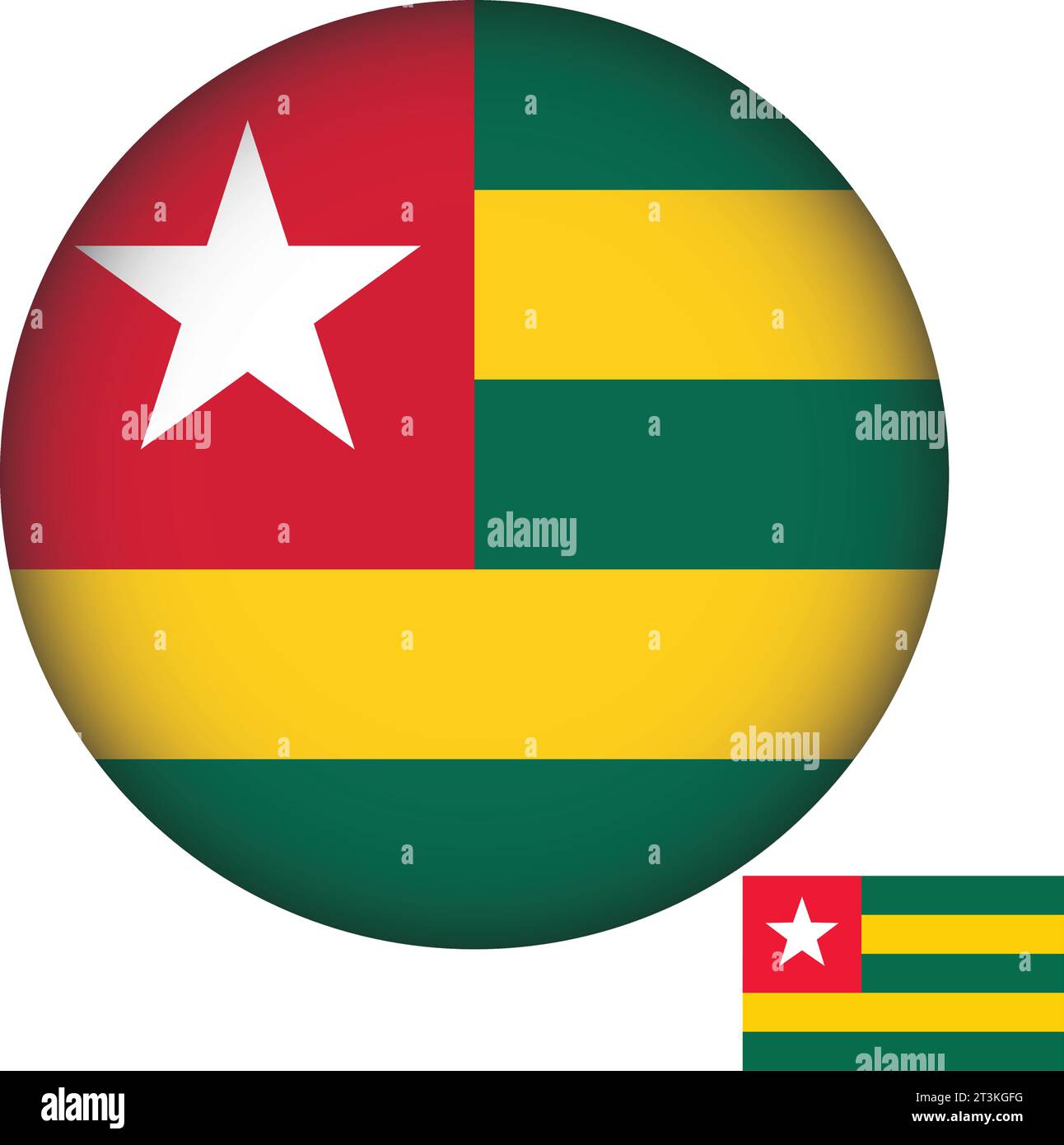 Forme ronde du drapeau du Togo Illustration de Vecteur