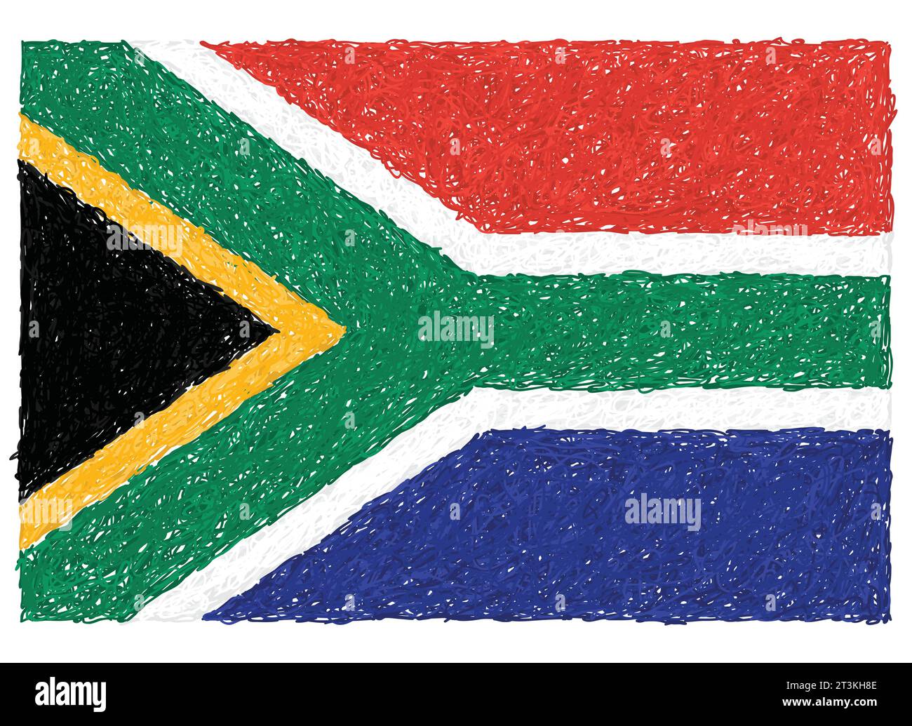Image vectorielle libre de droits dessinée à la main du drapeau afrique du Sud Illustration de Vecteur