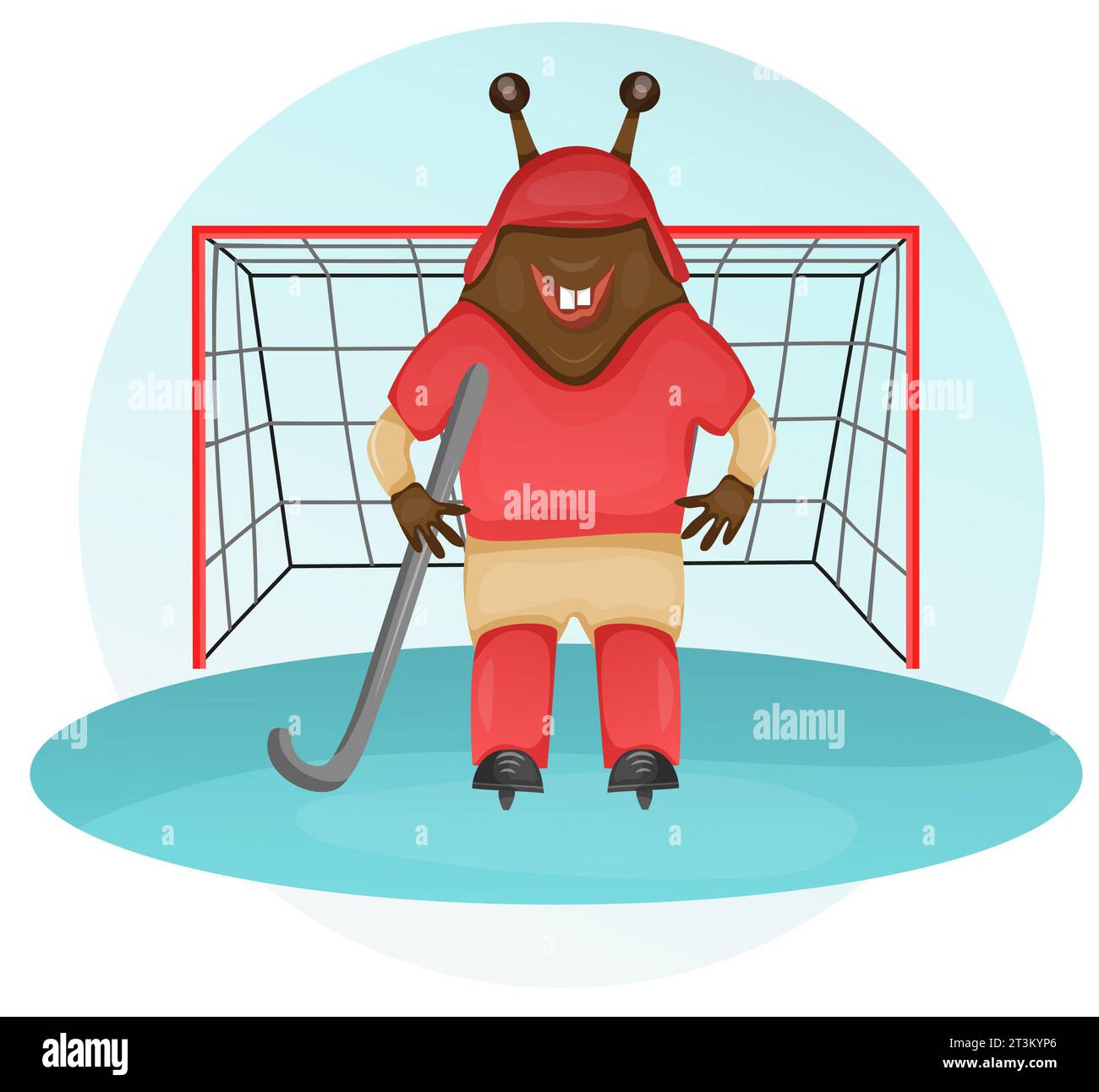 Illustration de monstre sportif mignon, clip art graphique de joueur de hockey, activités clipart éléments Banque D'Images