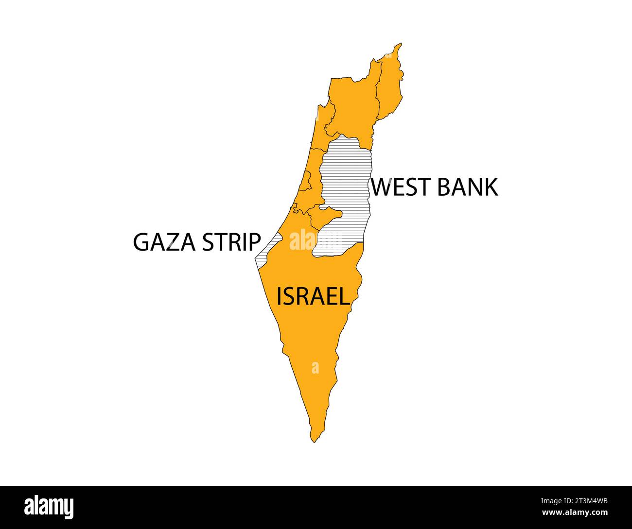 Israël, gaza, carte de la rive ouest, illustration vectorielle. Illustration de Vecteur