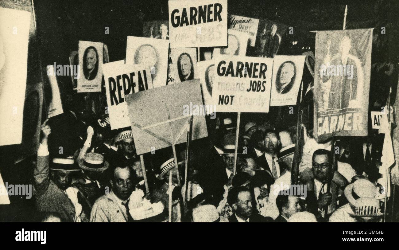 Soutien à la manifestation du candidat à la présidence du Parti démocrate John Nance Garner, États-Unis 1932 Banque D'Images