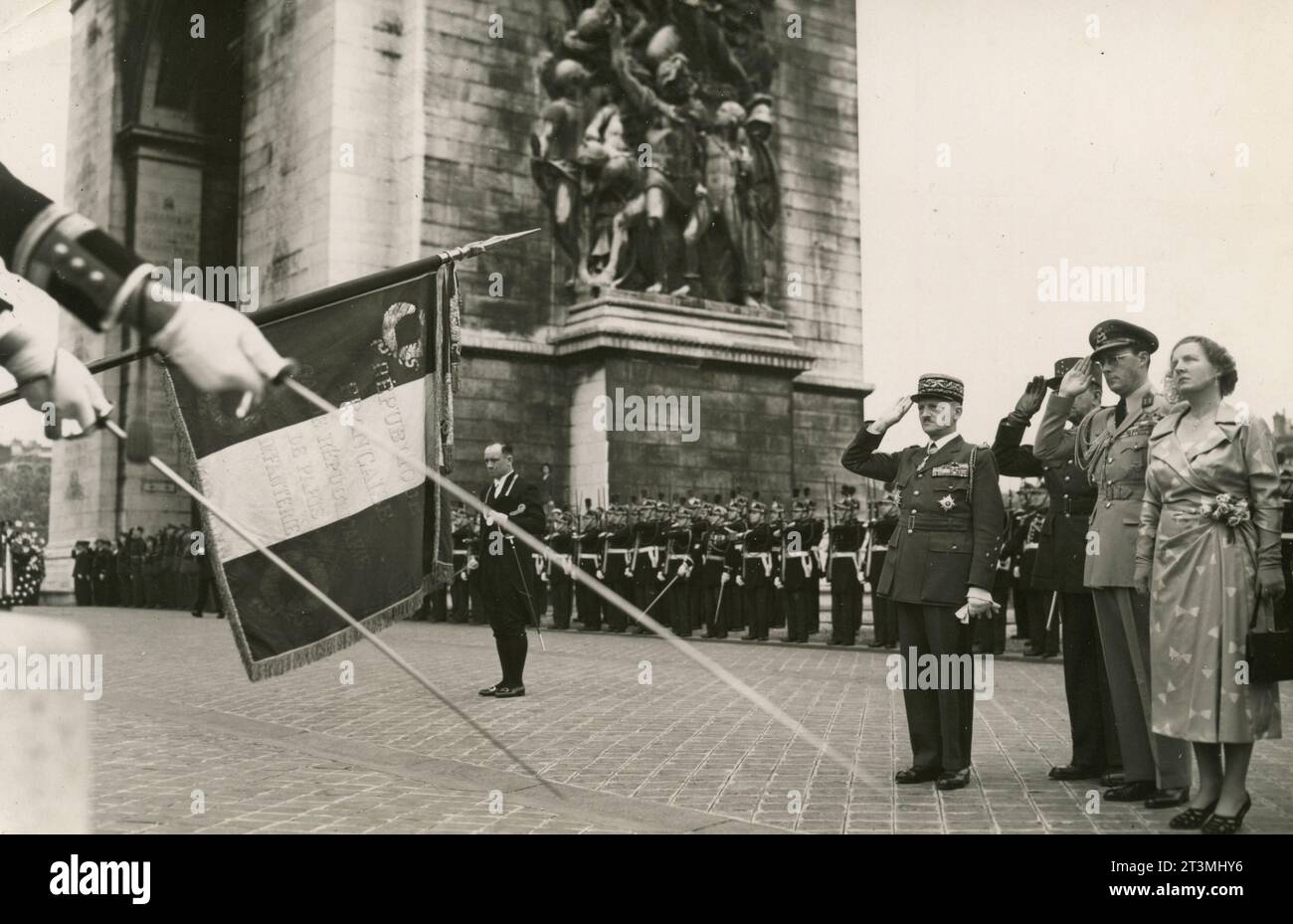 La reine Julienne de Hollande et le prince Bernard le Lippe à Paris, France 1950 Banque D'Images