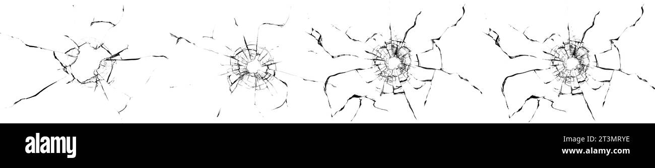 Grande collection de fissures de verre cassé sur fond noir. Concept de plans sur la fenêtre pour la conception Banque D'Images