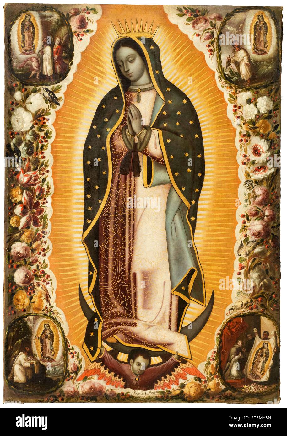 Vierge de Guadalupe (Virgen de Guadalupe), peinture à l'huile sur toile de Manuel de Arellano & Antonio de Arellano, 1691 Banque D'Images