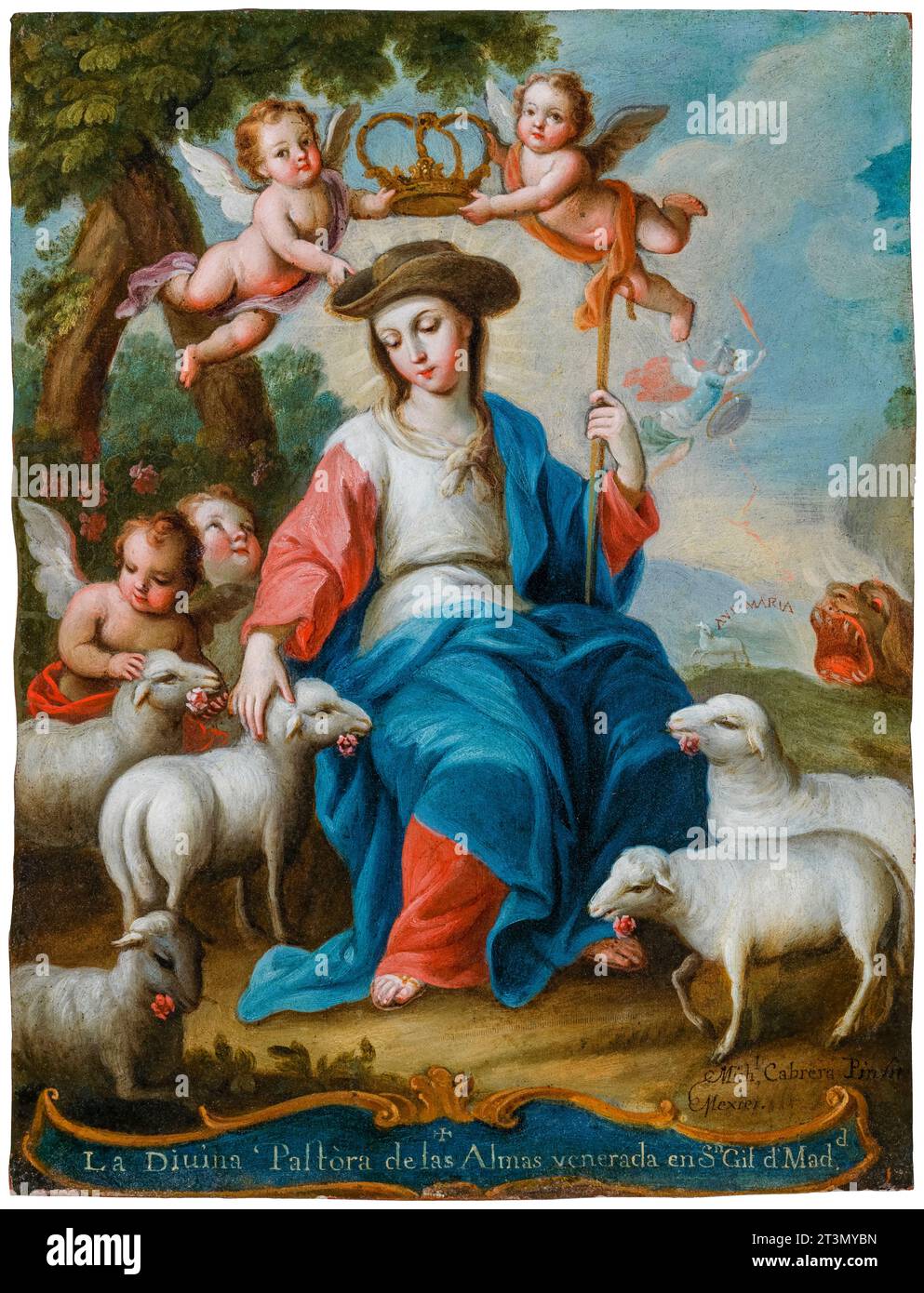 Miguel Cabrera, la Divine Bergère (la Divina Pastora), peinture à l'huile sur toile, vers 1760 Banque D'Images