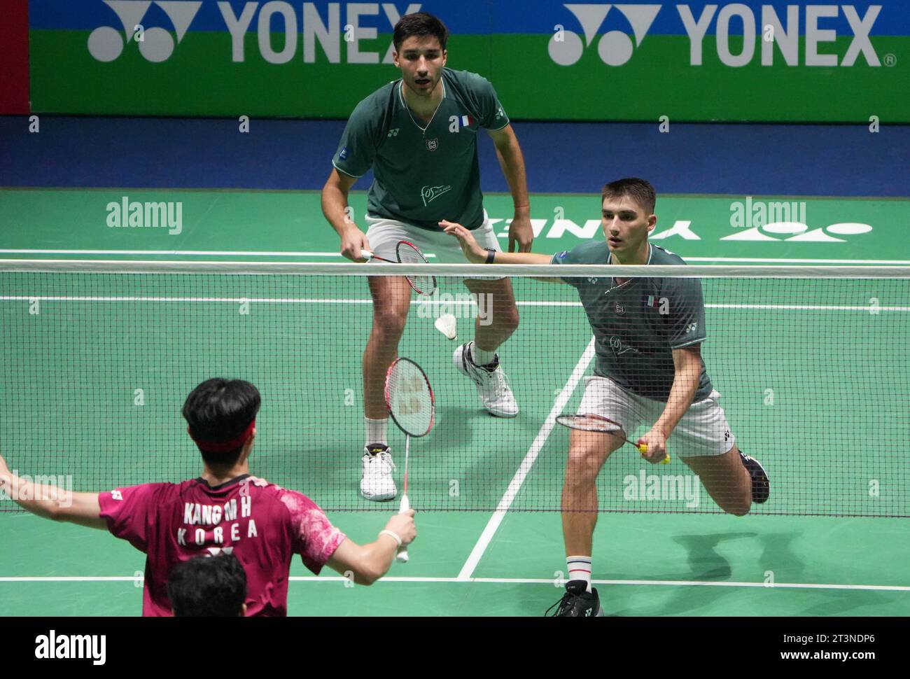 Christo Popov et Toma Junior Popov de France lors du Yonex internationaux de France 2023, Super 750 Badminton HSBC BWF World Tour le 25 octobre 2023 au Glaz Arena à Cesson-Sévigné, France - photo Laurent Dairys/DPPI crédit : DPPI Media/Alamy Live News Banque D'Images