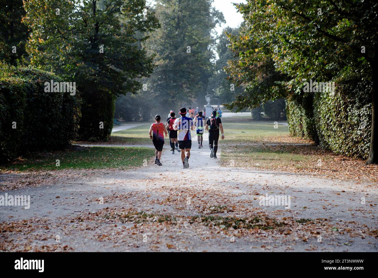 Course à pied à l'intérieur du parc, photo prise le 10/15/2023 à l'intérieur du parc Ducale à Parme Italie Banque D'Images