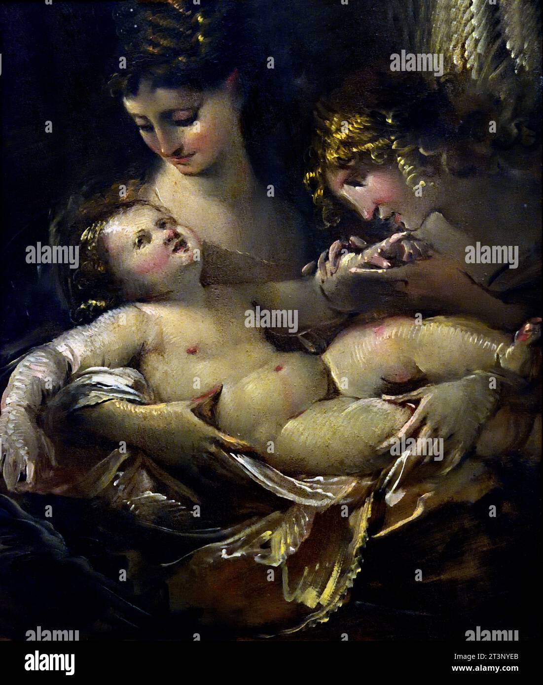 Madonna col Bambino e Angelo - Madonna et enfant avec Ange 1600-1610 Giulio Cesare Procaccini 1574-1625 16-17e siècle, Italie, Italien. Banque D'Images