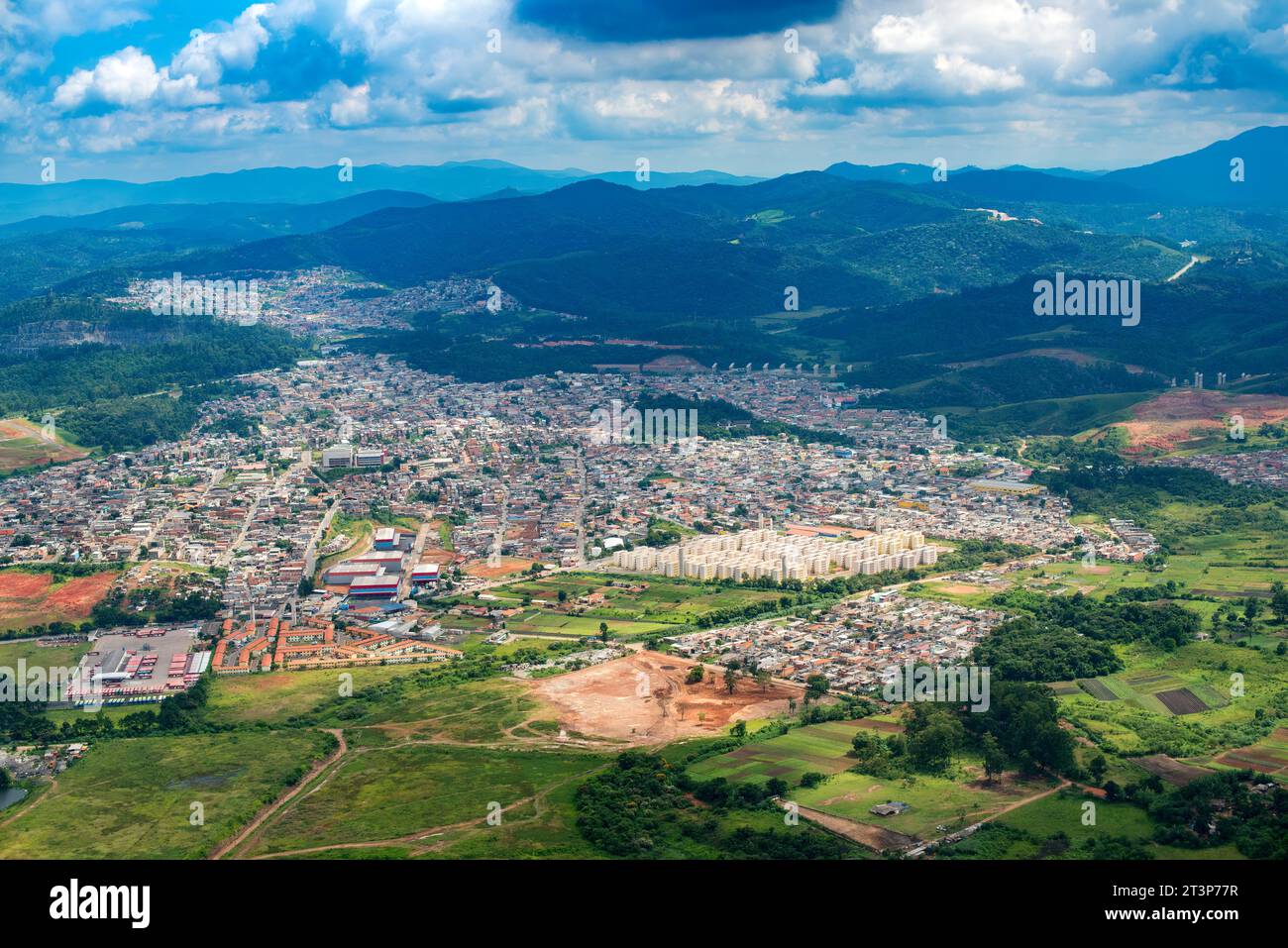 Vue aérienne d'un quartier pauvre de Sao Paulo, Brésil Banque D'Images
