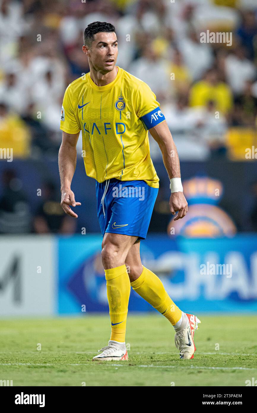 Cristiano Ronaldo d'Al-Nassr FC en action lors du jour de match 3 de la Ligue des Champions AFC 2023-24 Groupe E entre Al-Nassr FC (KSA) et Al Duhail SC (QAT) à Al Awwal Park le 24 octobre 2023 à Riyad, Arabie Saoudite. Photo de Victor Fraile / Power Sport Images Banque D'Images