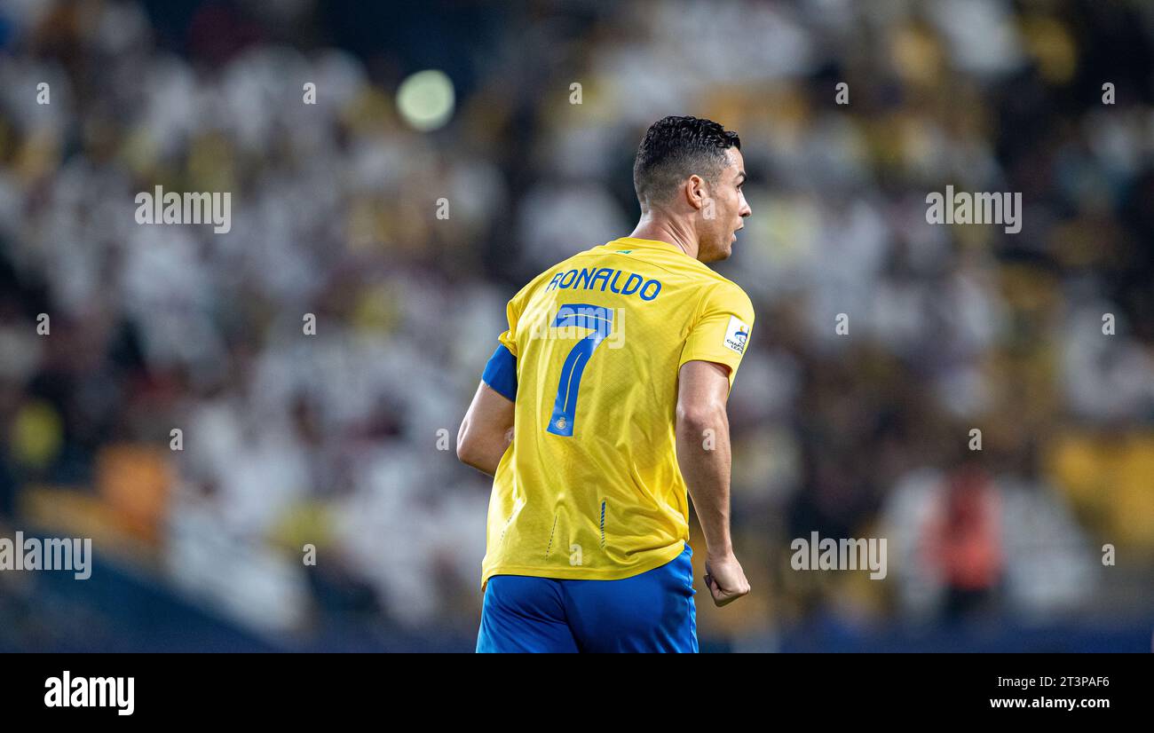 Cristiano Ronaldo d'Al-Nassr FC en action lors du jour de match 3 de la Ligue des Champions AFC 2023-24 Groupe E entre Al-Nassr FC (KSA) et Al Duhail SC (QAT) à Al Awwal Park le 24 octobre 2023 à Riyad, Arabie Saoudite. Photo de Victor Fraile / Power Sport Images Banque D'Images