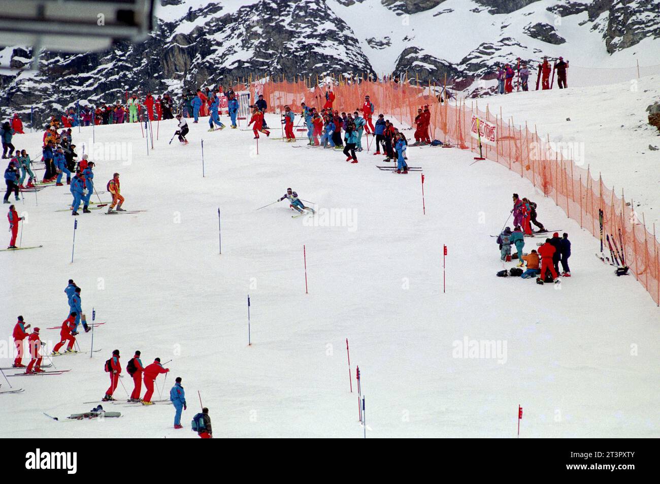 France Tignes 1994-12-04 : Alberto tomba, skieur italien, lors de la coupe du monde 1994/1995 Banque D'Images