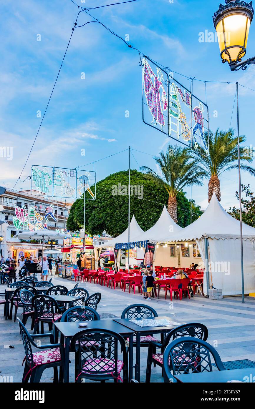 Attractions à la foire de Mijas. Mijas Pueblo. Mijas, Málaga, Andalousie, Espagne, Europe Banque D'Images